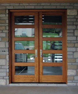 AC501 Exterior Shaker Style Double Doors with Clear Glass and 3 Point Locking System