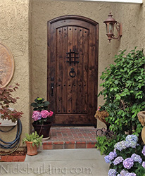 exterior door rustic arched knotty alder with speakeasy and clavos decorations